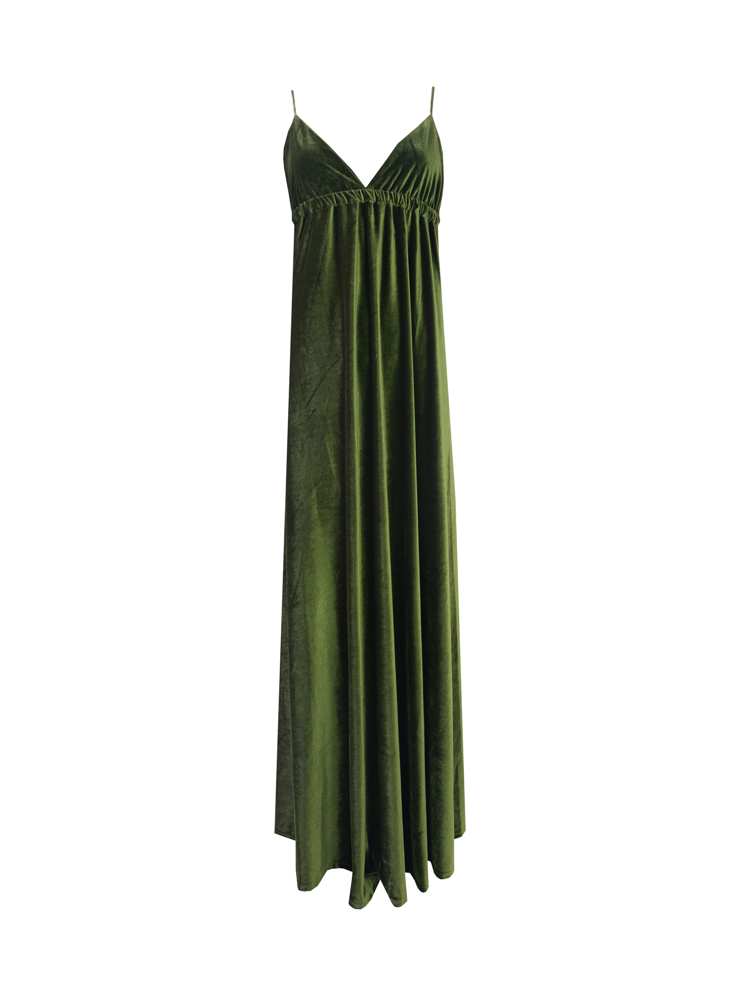 MICOL - long cross back dress in green chenille