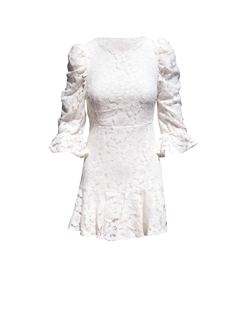 ANDREA -  white lace short dress