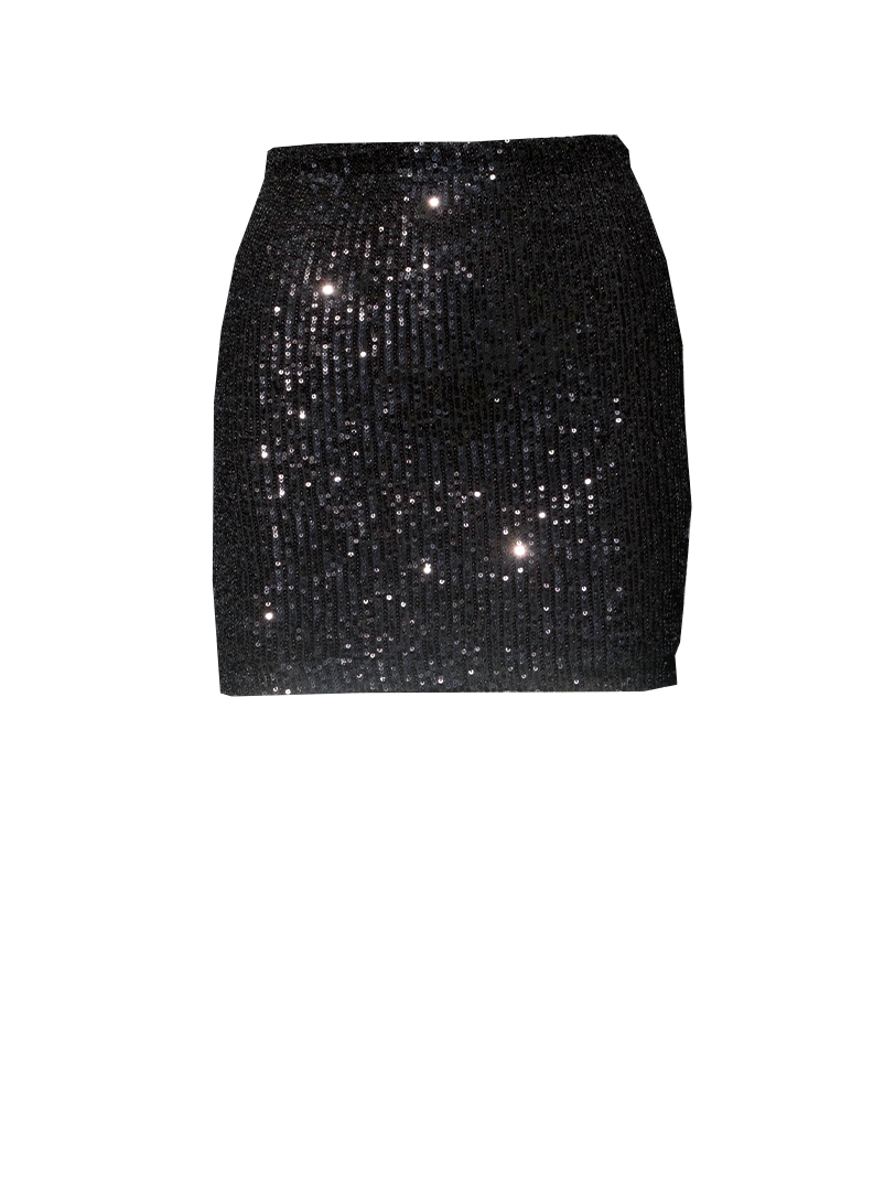 LINDA - short black sequin skirt