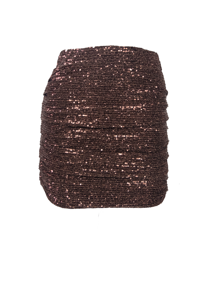 NINA - drap skirt in brown sequin