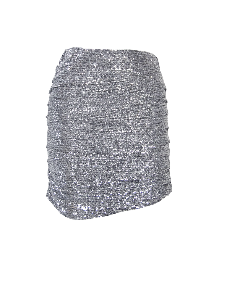 NINA - drap skirt in silver sequin