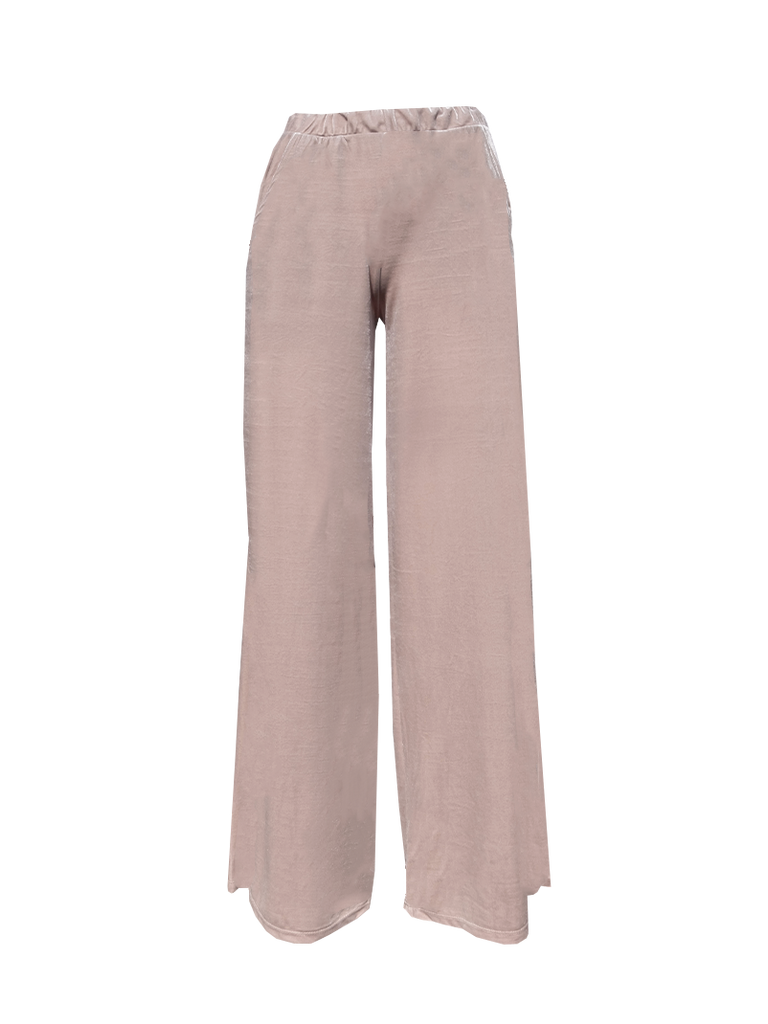 MAXIE - palazzo trousers with side pockets in beige chenille