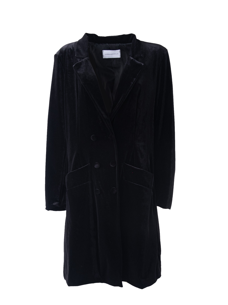 NORA - robe manteau dress in black chenille