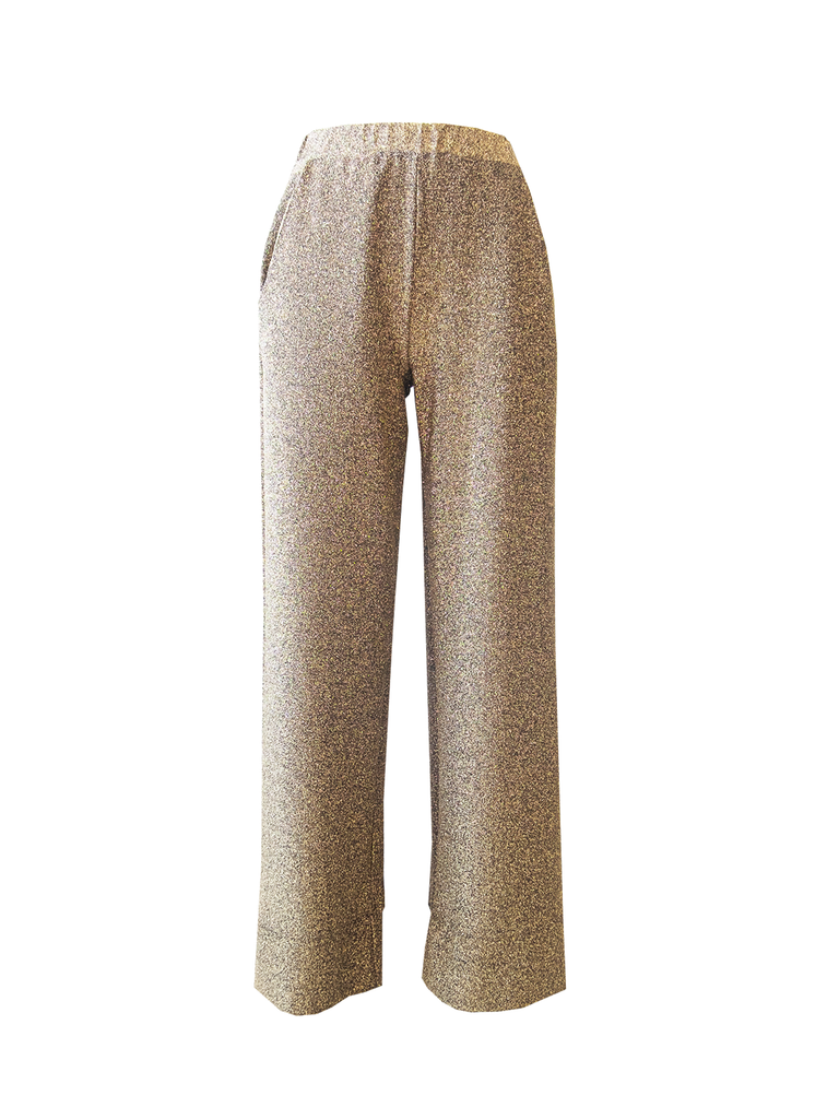 AIDA - palazzo trousers with side pockets in gold lurex