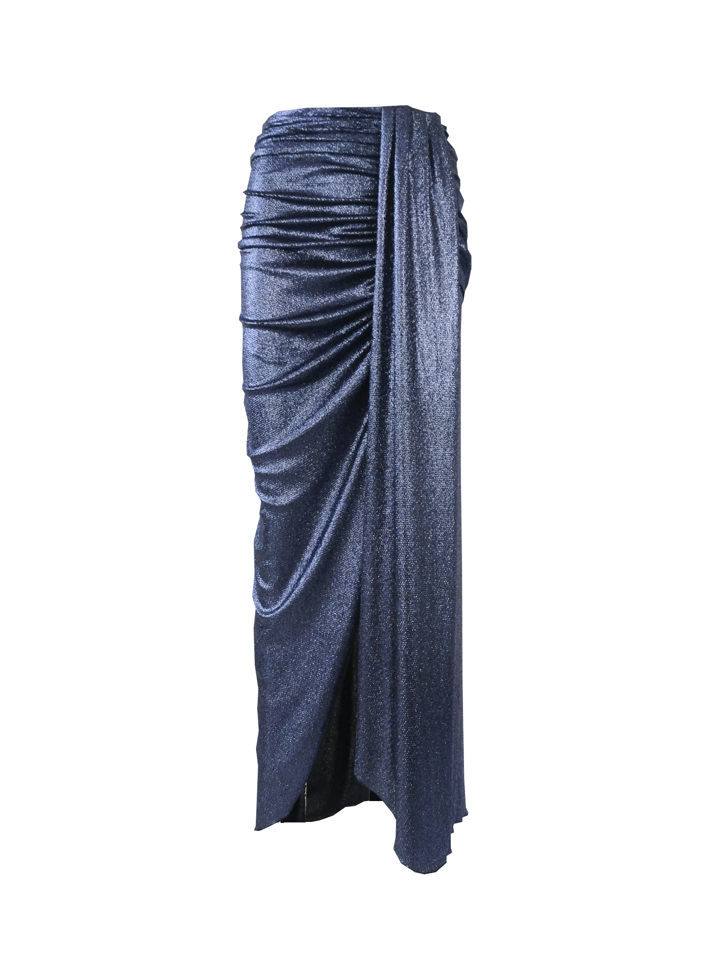 AMANDA - long blue lurex skirt with a slit