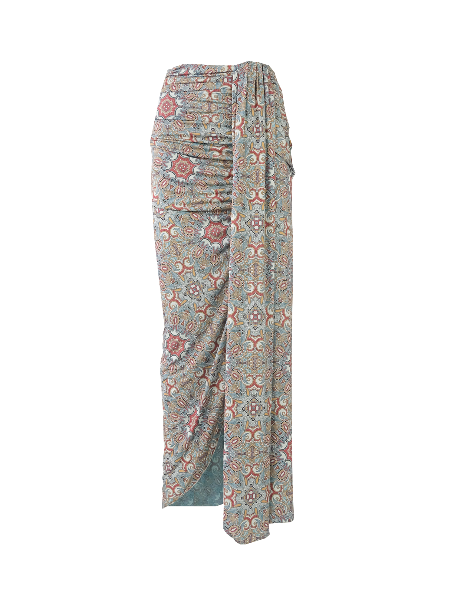 AMANDA - long skirt in Vietri patterned lycra with a slit.