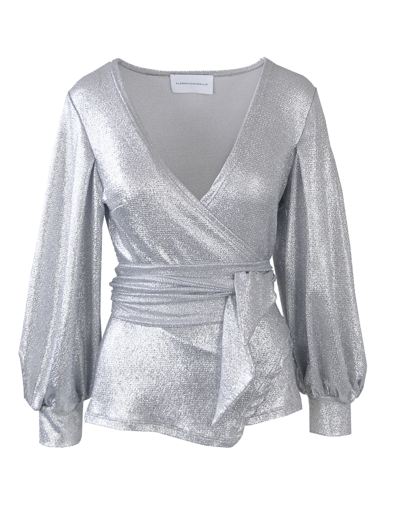 CLOE - kimono blouse in silver lurex