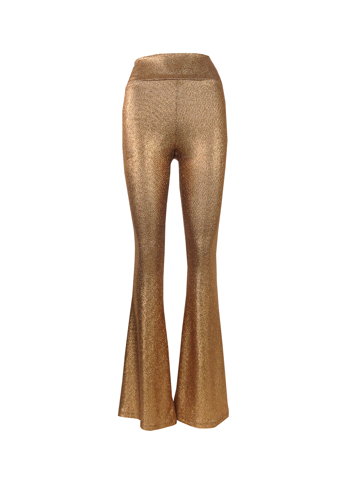 LOLA - flared trouser with high waist in bronze lurex