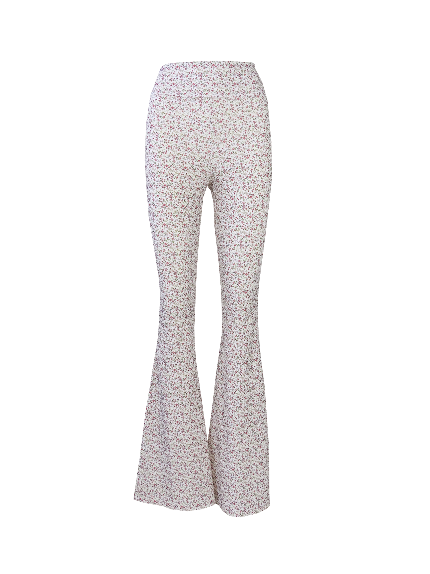 LOLA - flared pants in Roses patterned lycra