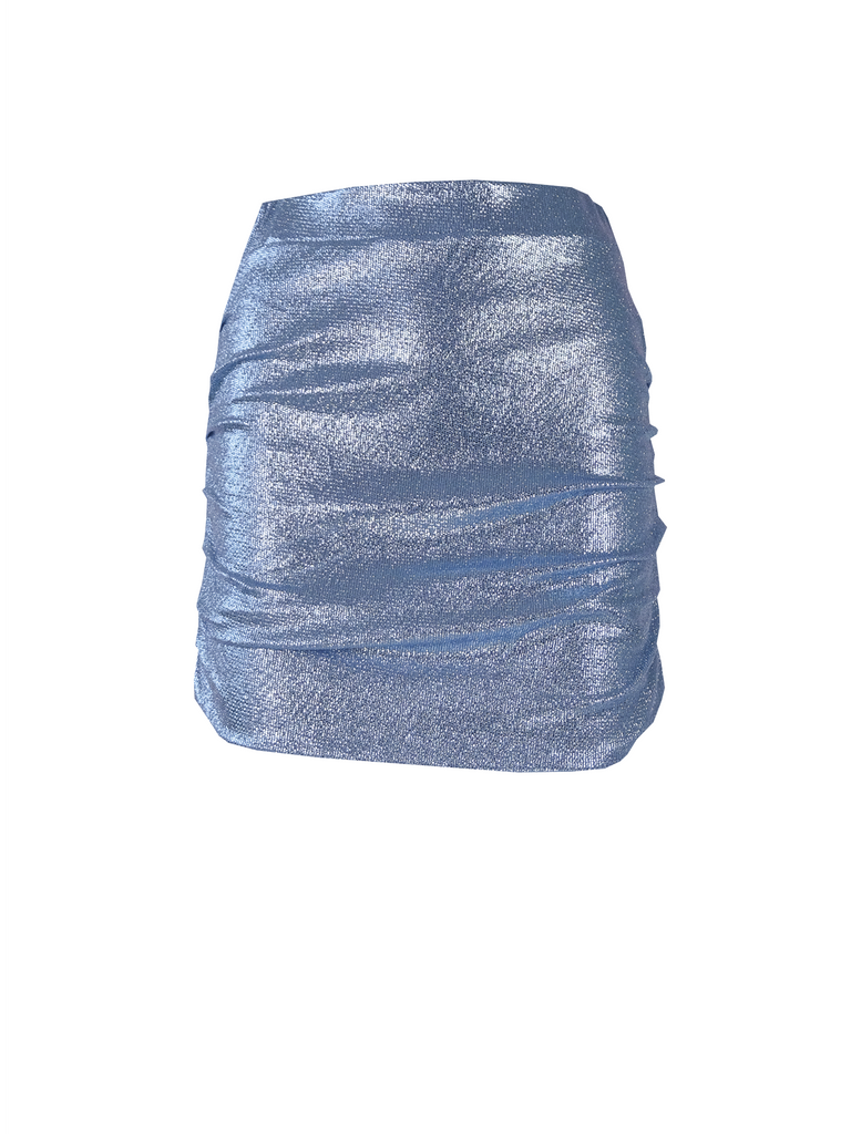 NINA - drap skirt in light blue lurex