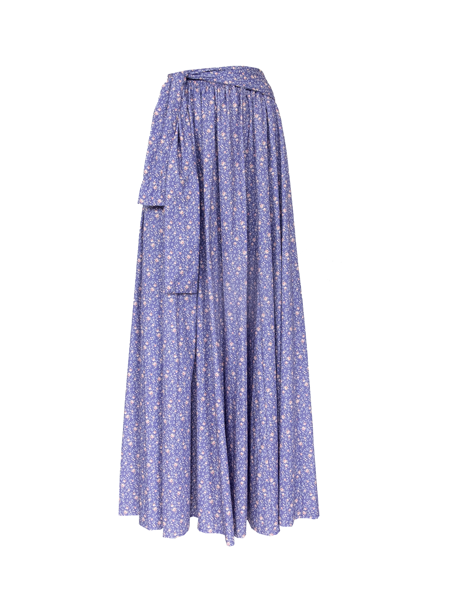 FIORDALISA - long and wide skirt with belt in cotton Versailles print