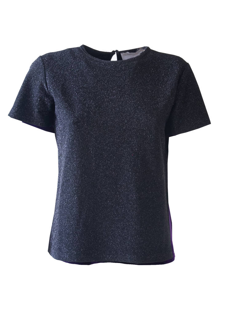 CARMEN - T-shirt in charcoal grey lurex
