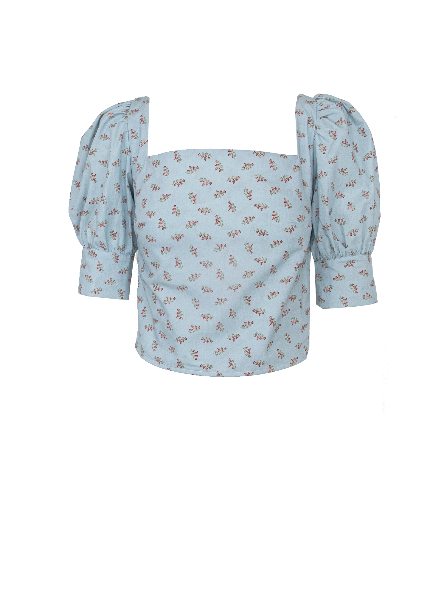 CAMELIA - square neck top with puffball sleeves in cotton Stourhead print