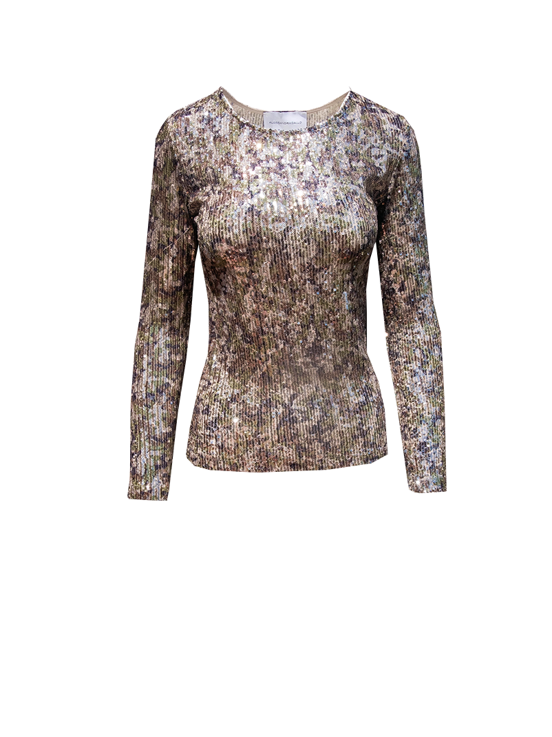 VIOLET - blouse with long sleeves in camouflage sequins
