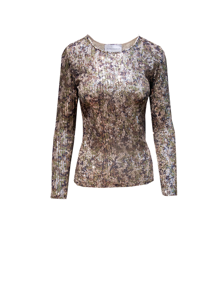 VIOLET - blouse with long sleeves in camouflage sequins
