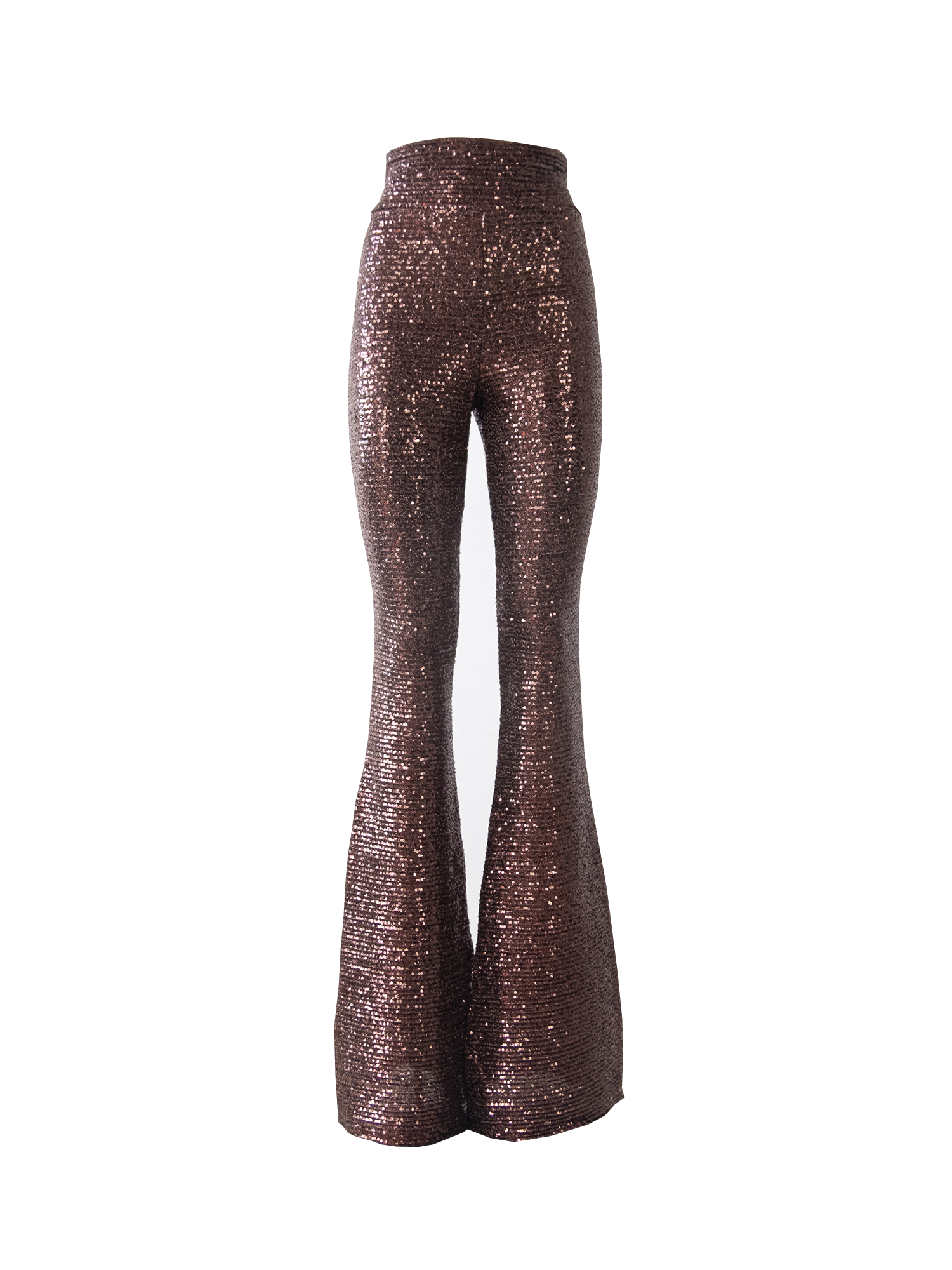LOLA - flared pants in brown sequins