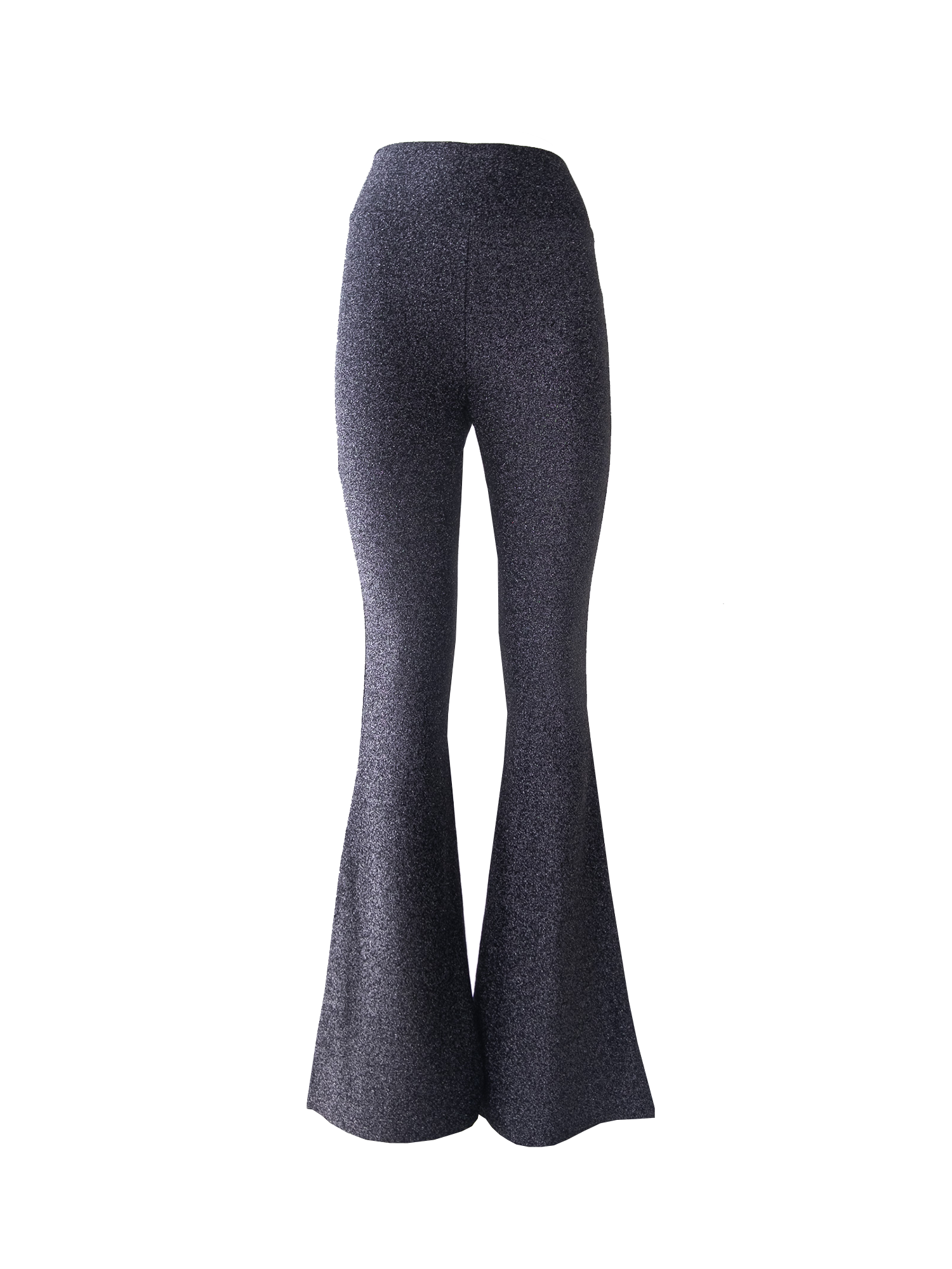 LOLA - flared trouser with high waist in charcoal grey lurex