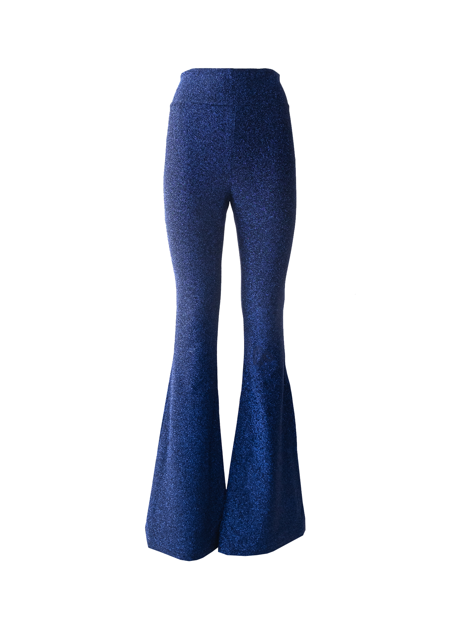 LOLA - flared trouser with high waist in blue lurex