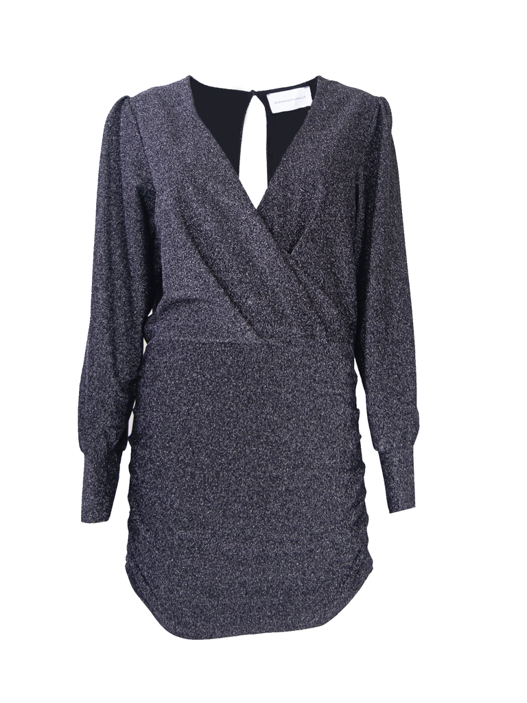 ZOE - short dress in charcoal grey lurex