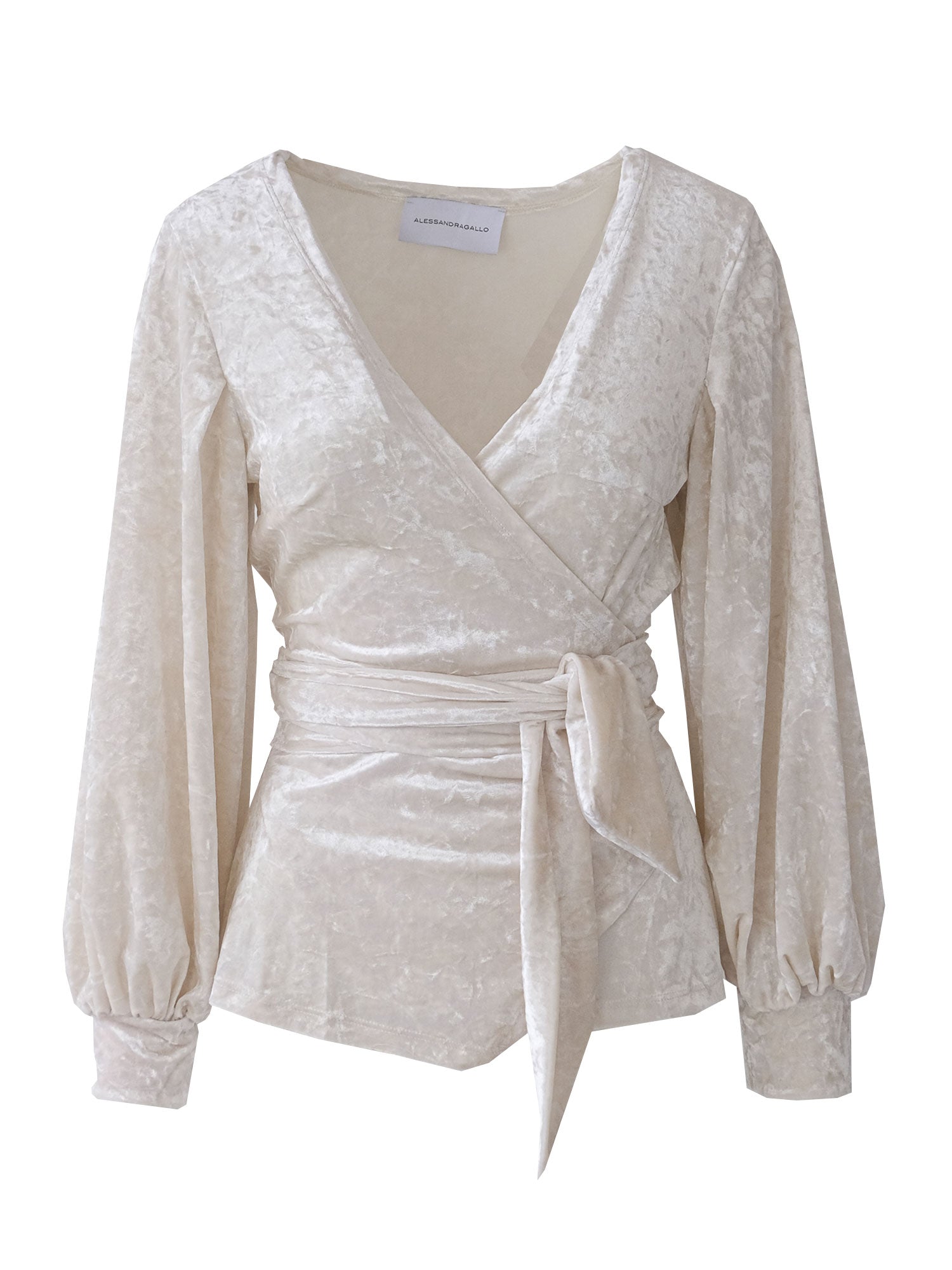 CLOE - kimono blouse in cream hammered chenille