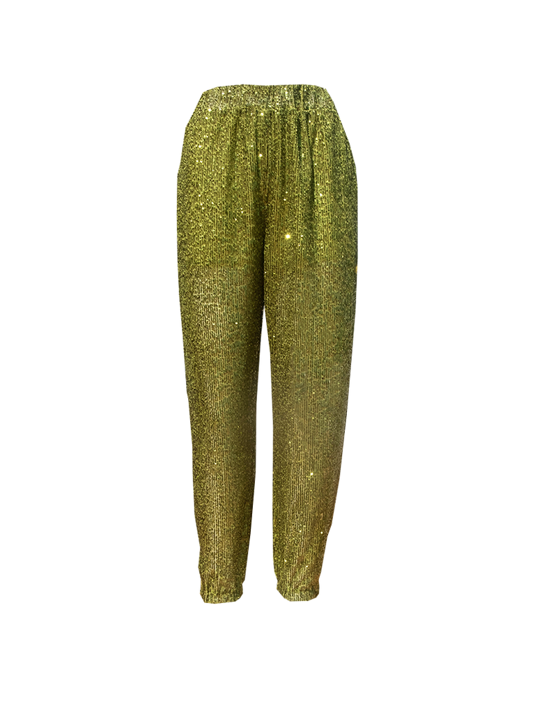 AMBRA - sweatpants in green sequins