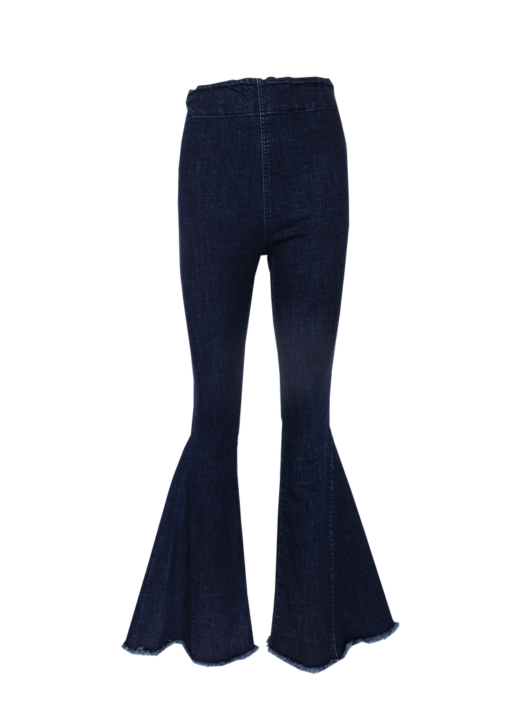 LOLISSIMA - flared trousers dark blue jeans