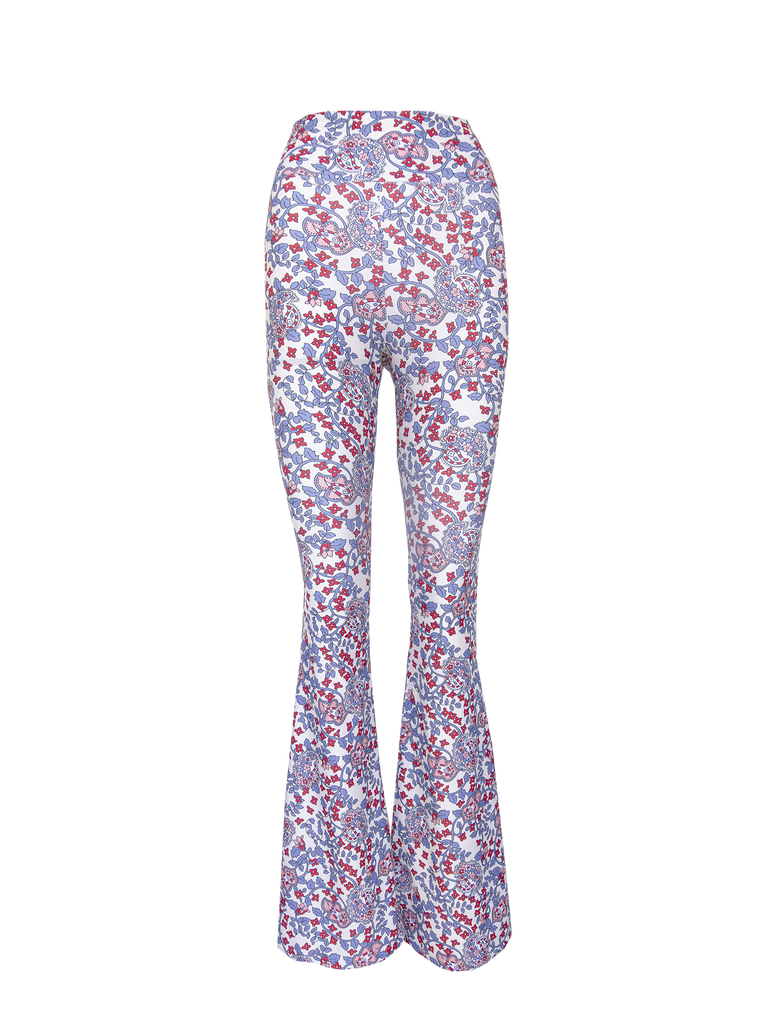LOLA - flared trousers in lycra Kew print