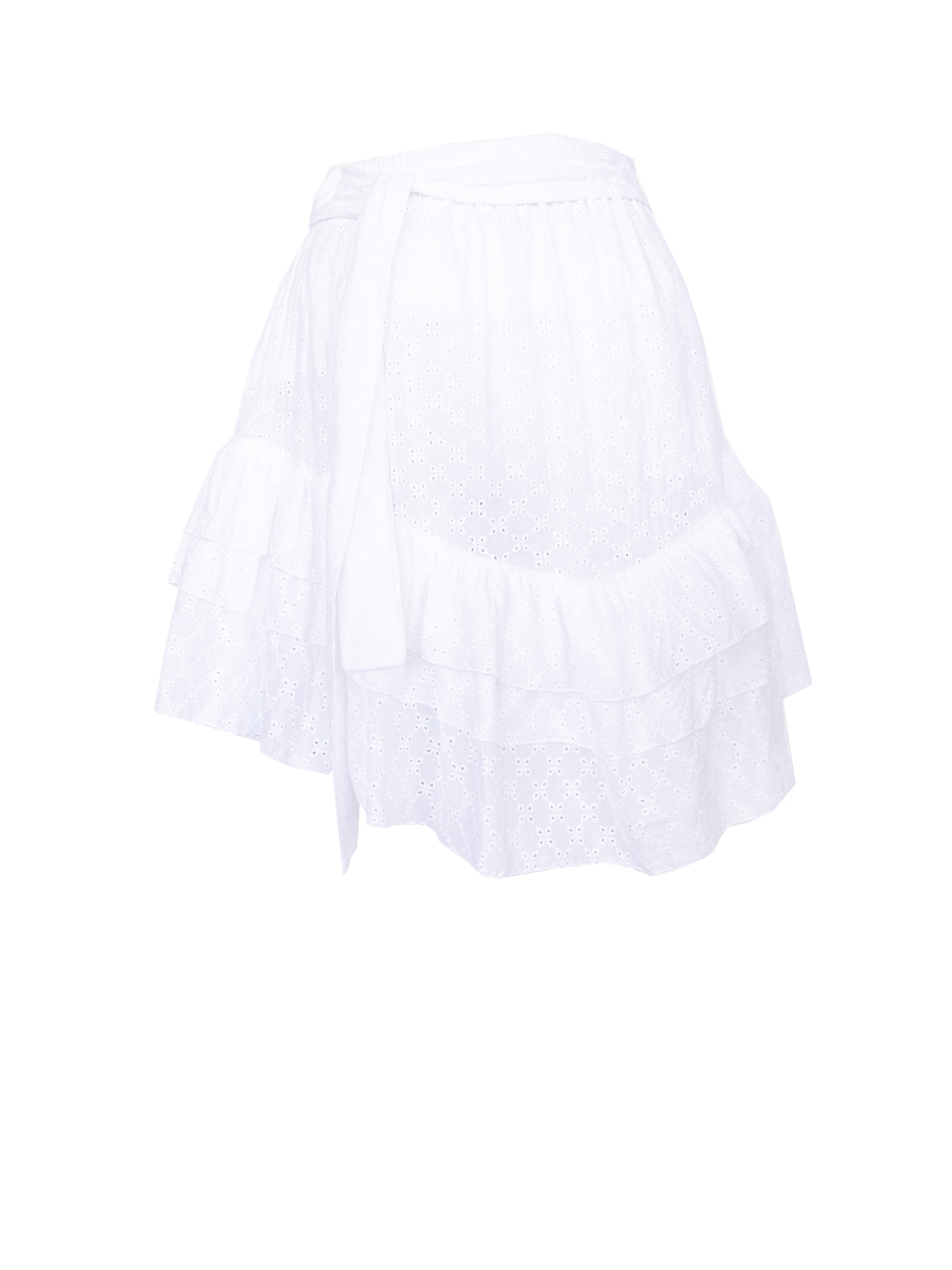 MARGHERITA - skirt with belt and volant in broderie anglaise