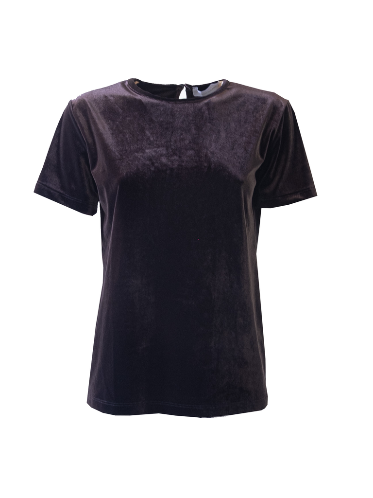 CARMEN - T-shirt in brown chenille