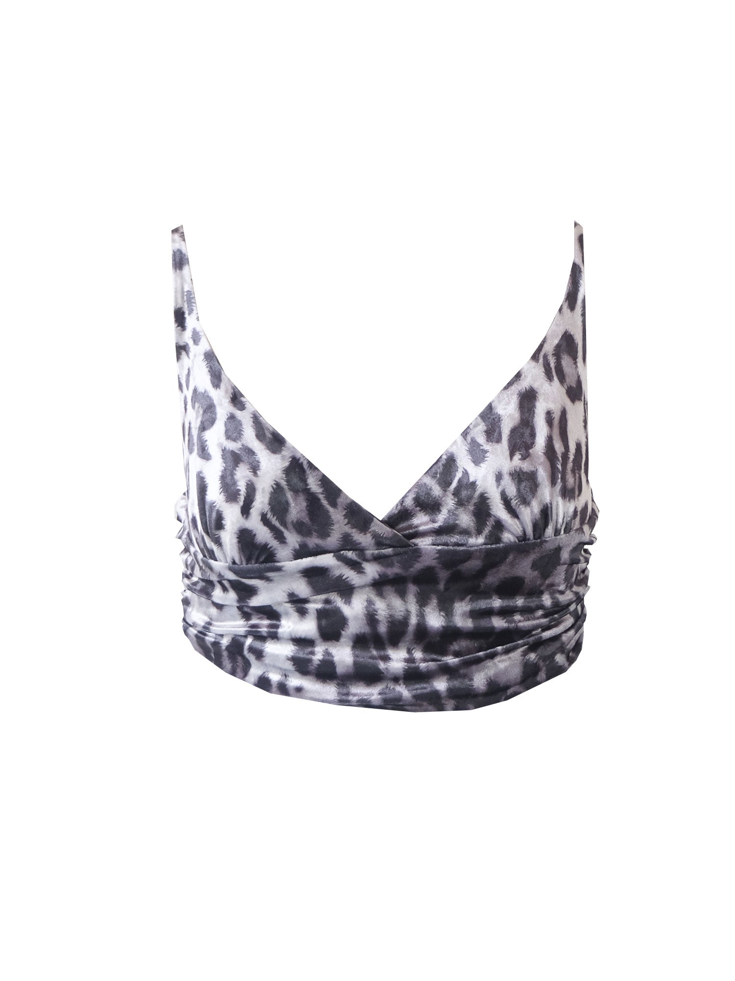 ARIEL - grey animalier print top in hammered chenille