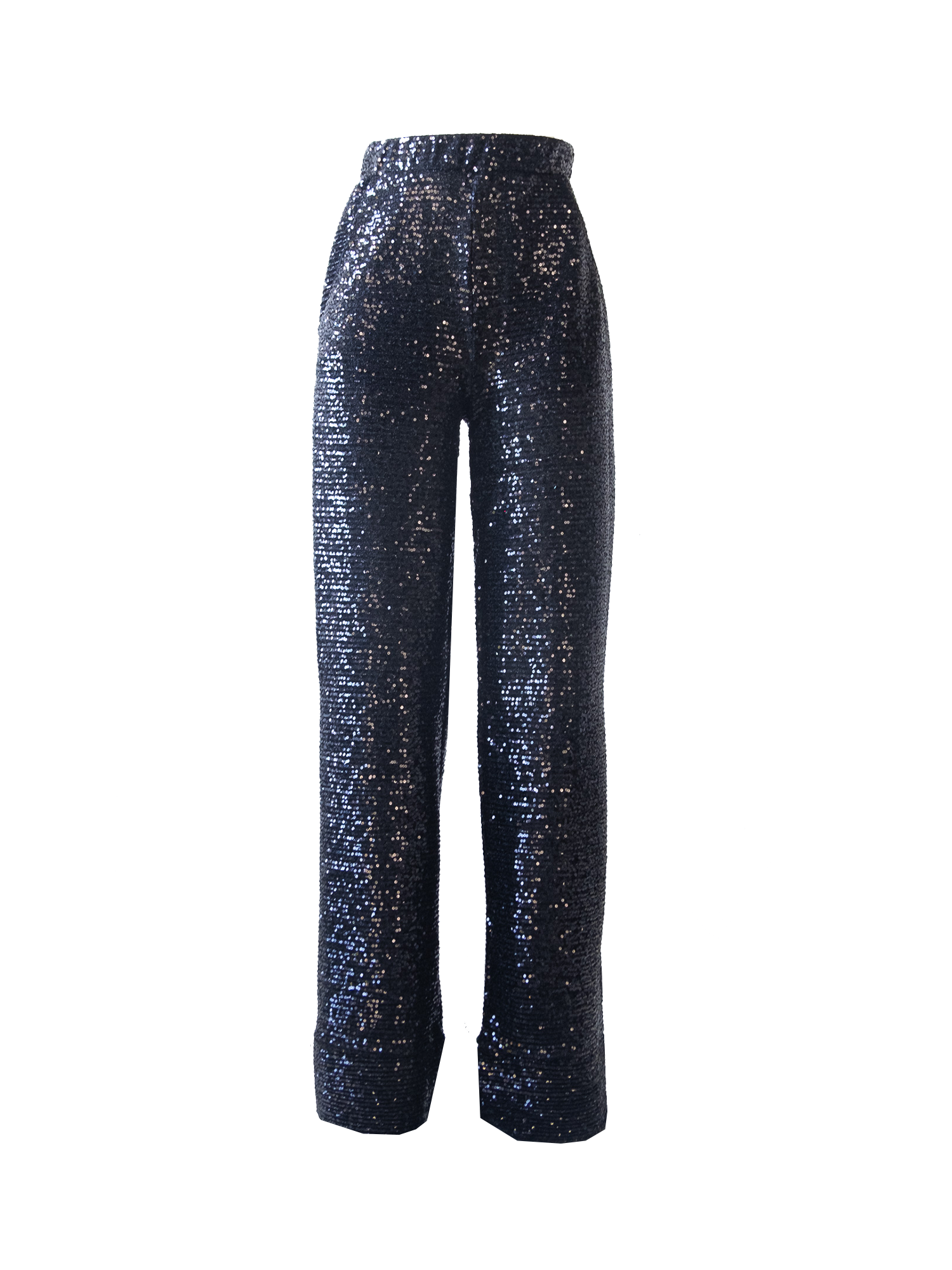 AIDA - palazzo trousers with side pockets in black sequin