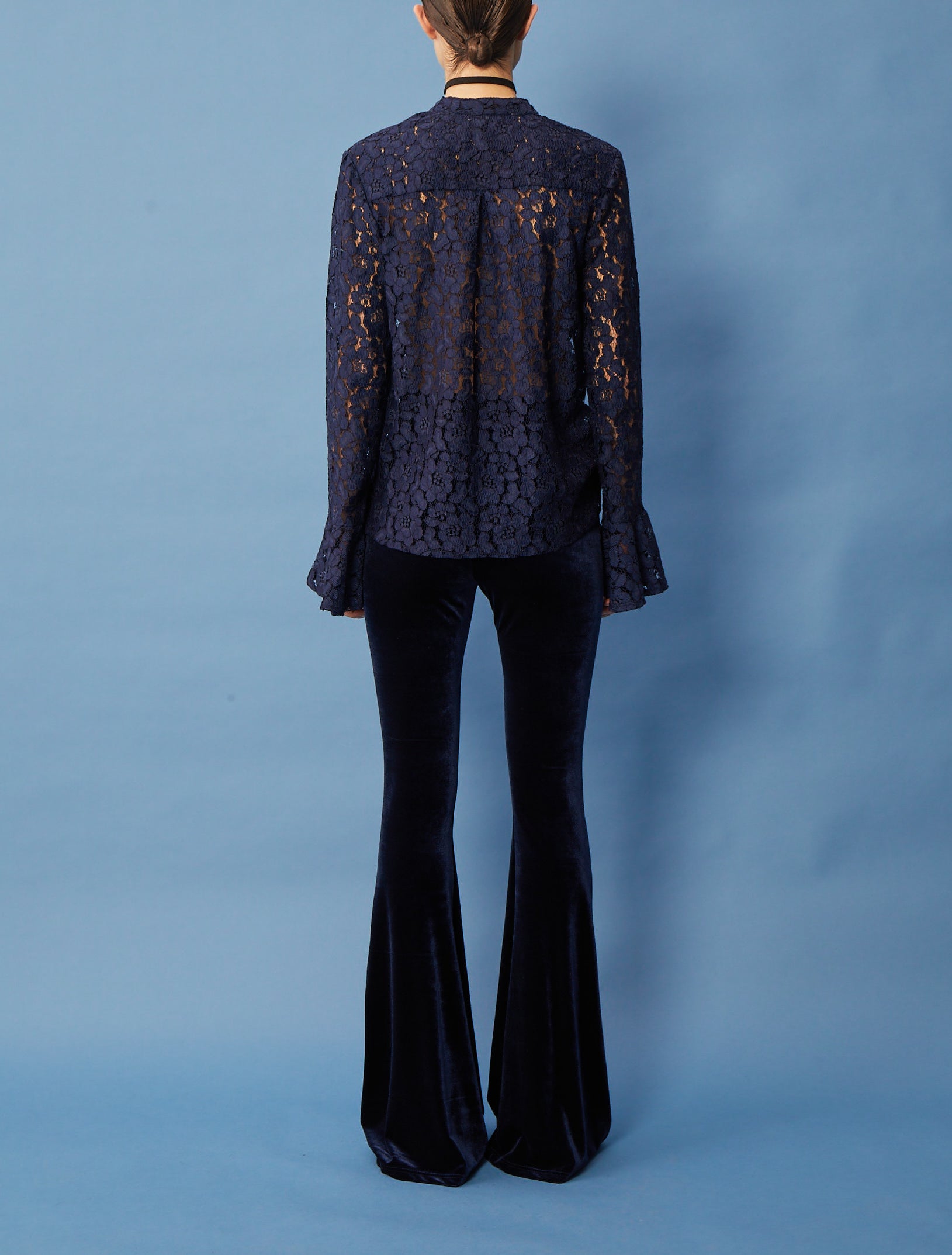SOFIA - shirt with volant in lace green