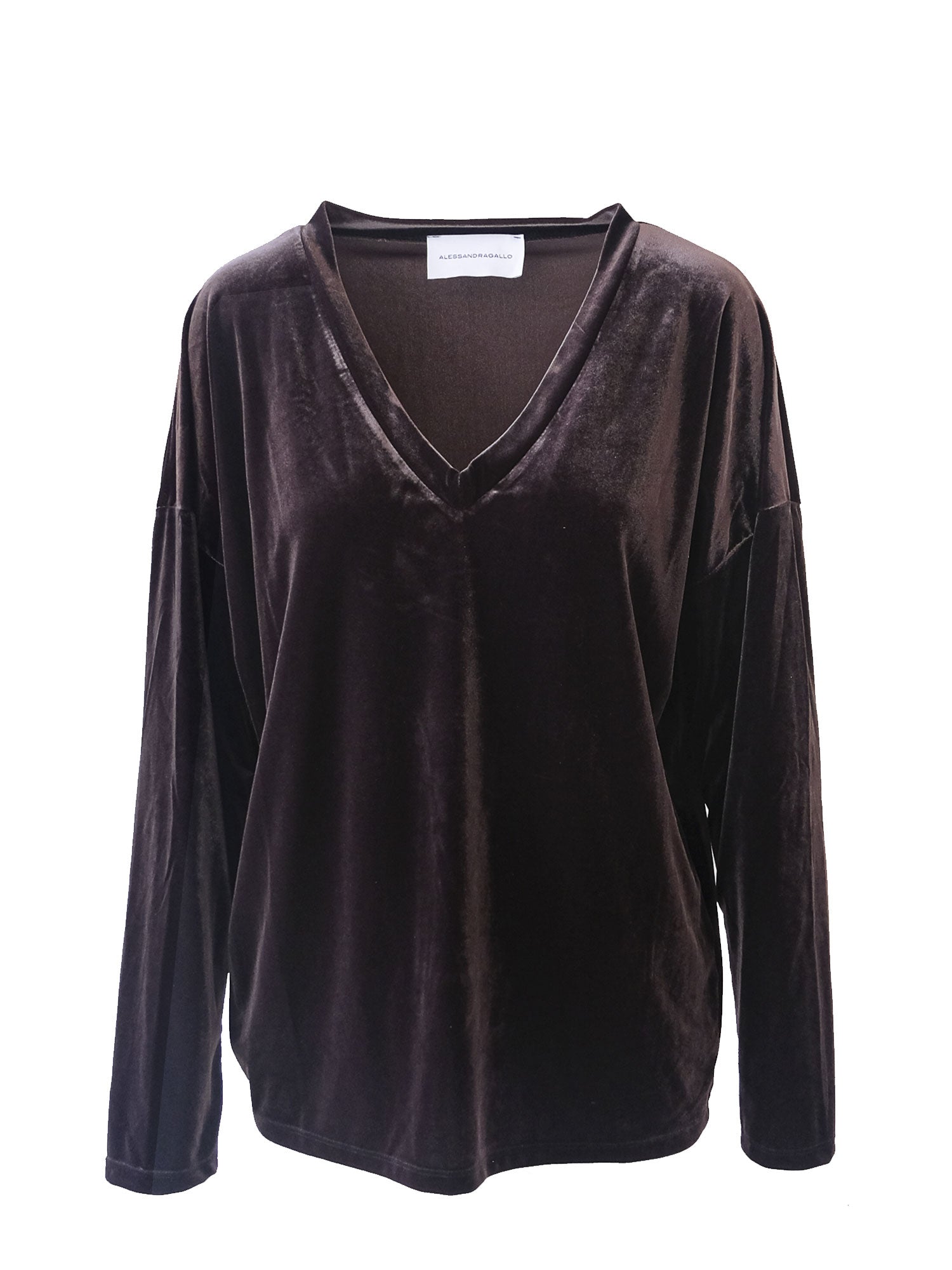 EVA - sweatshirt over with V neck in brown chenille