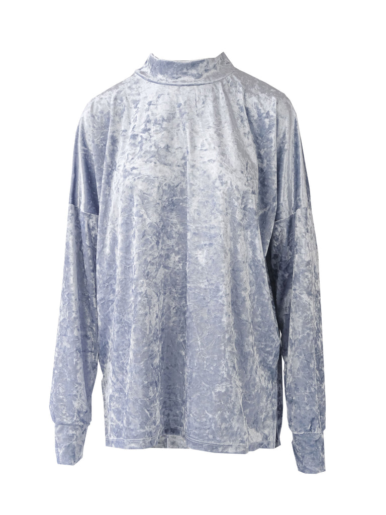FLORENCE - sweatshirt over with turtleneck in light blue hammered chenille