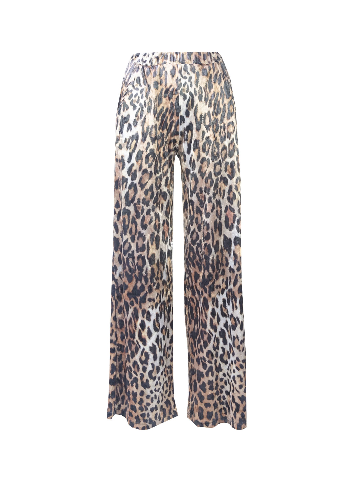 MAXIE - wide-leg hammered chenille trousers with animal print