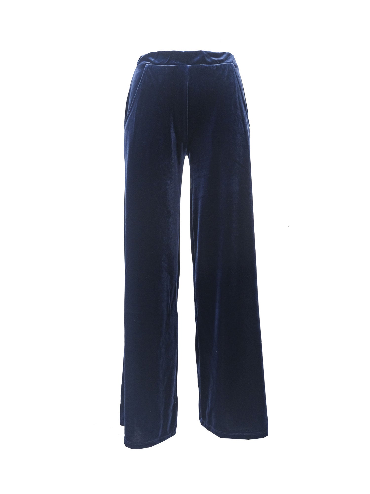MAXIE - wide-leg chenille trousers in blue