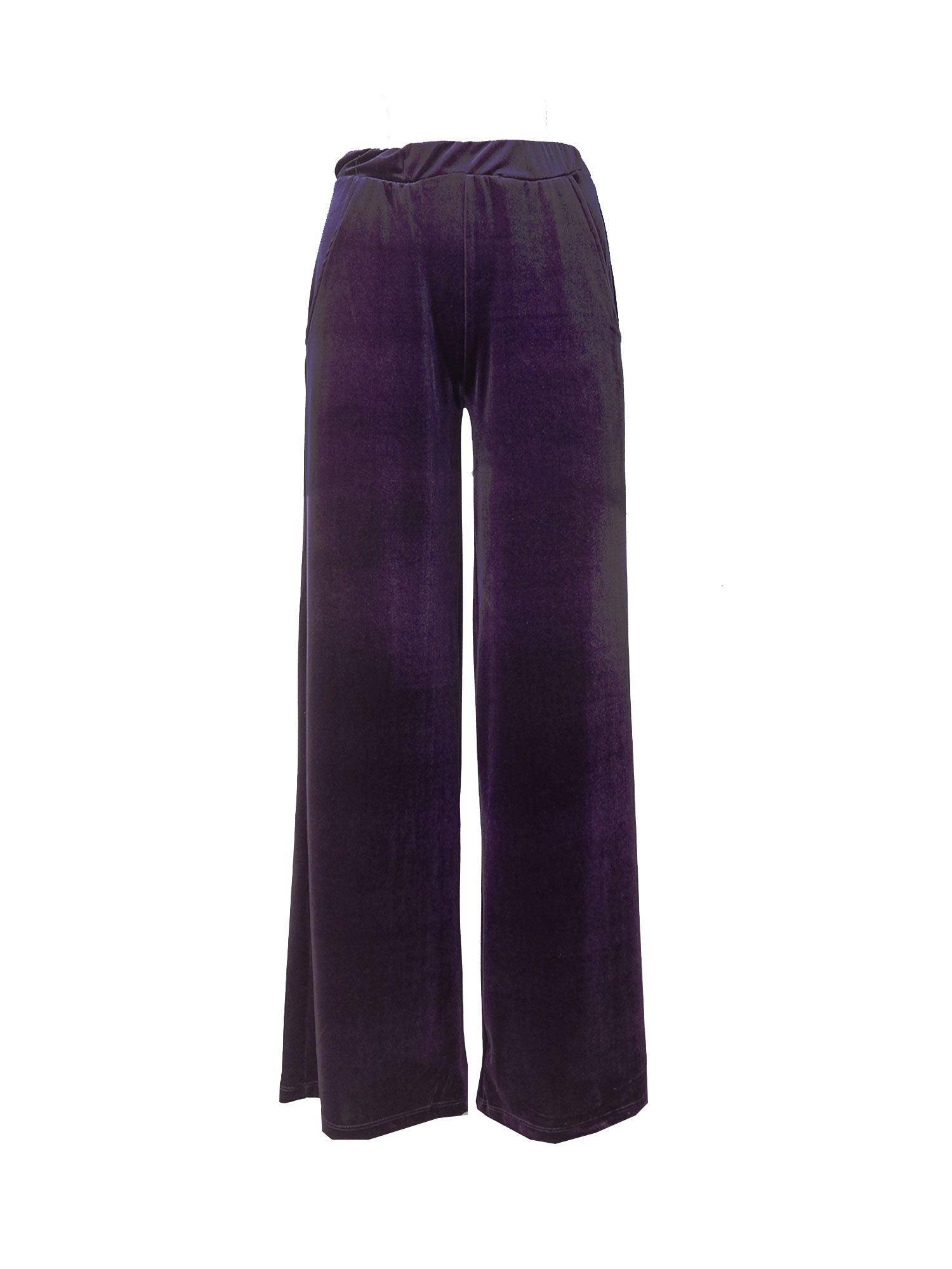 MAXIE - palazzo trousers with side pockets in purple chenille