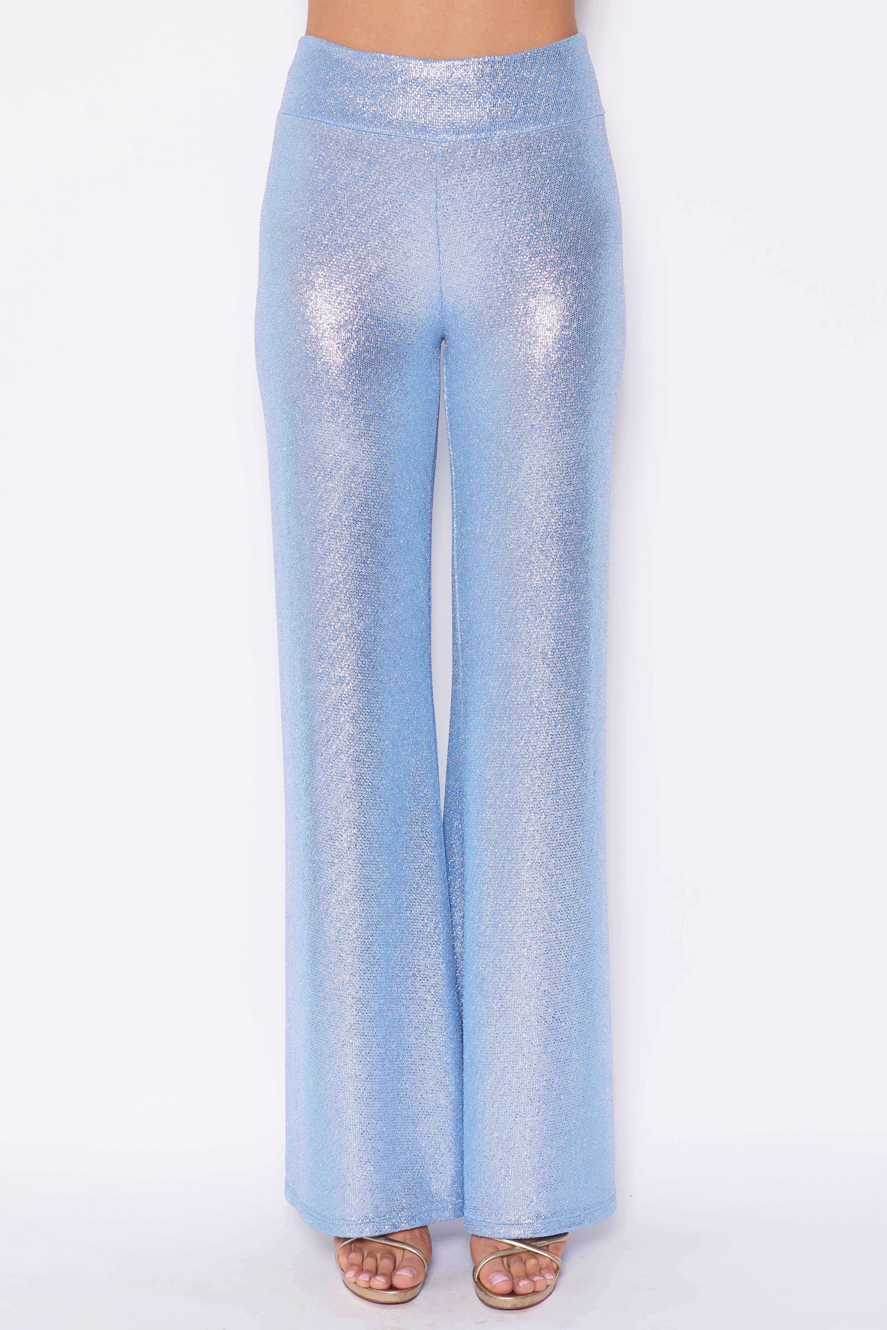 MIMI - azure lurex palazzo pants