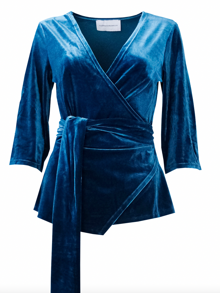LEONORE - kimono blouse in teal chenille