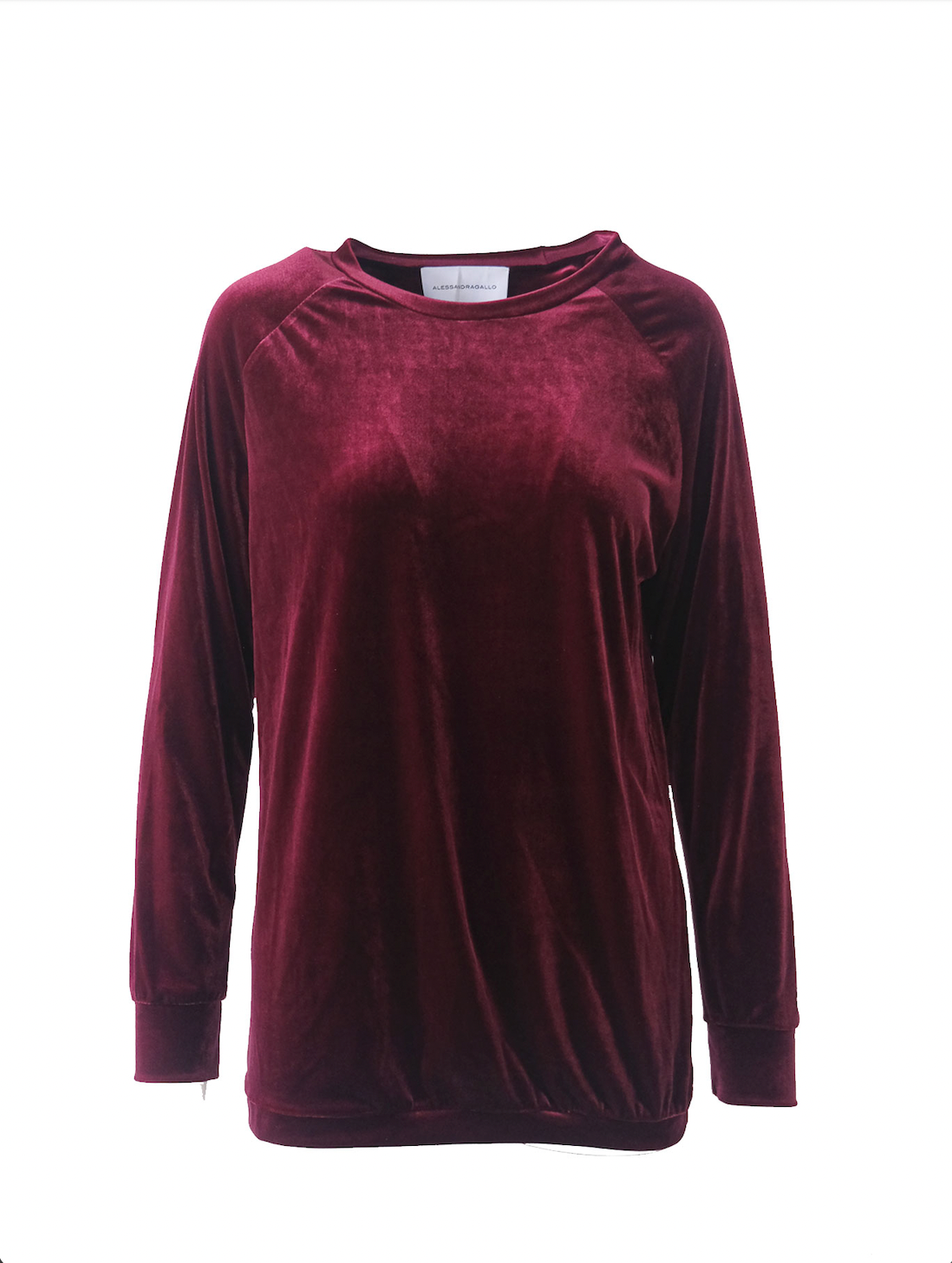 FLORA - round-necked blouse in bordeaux chenille