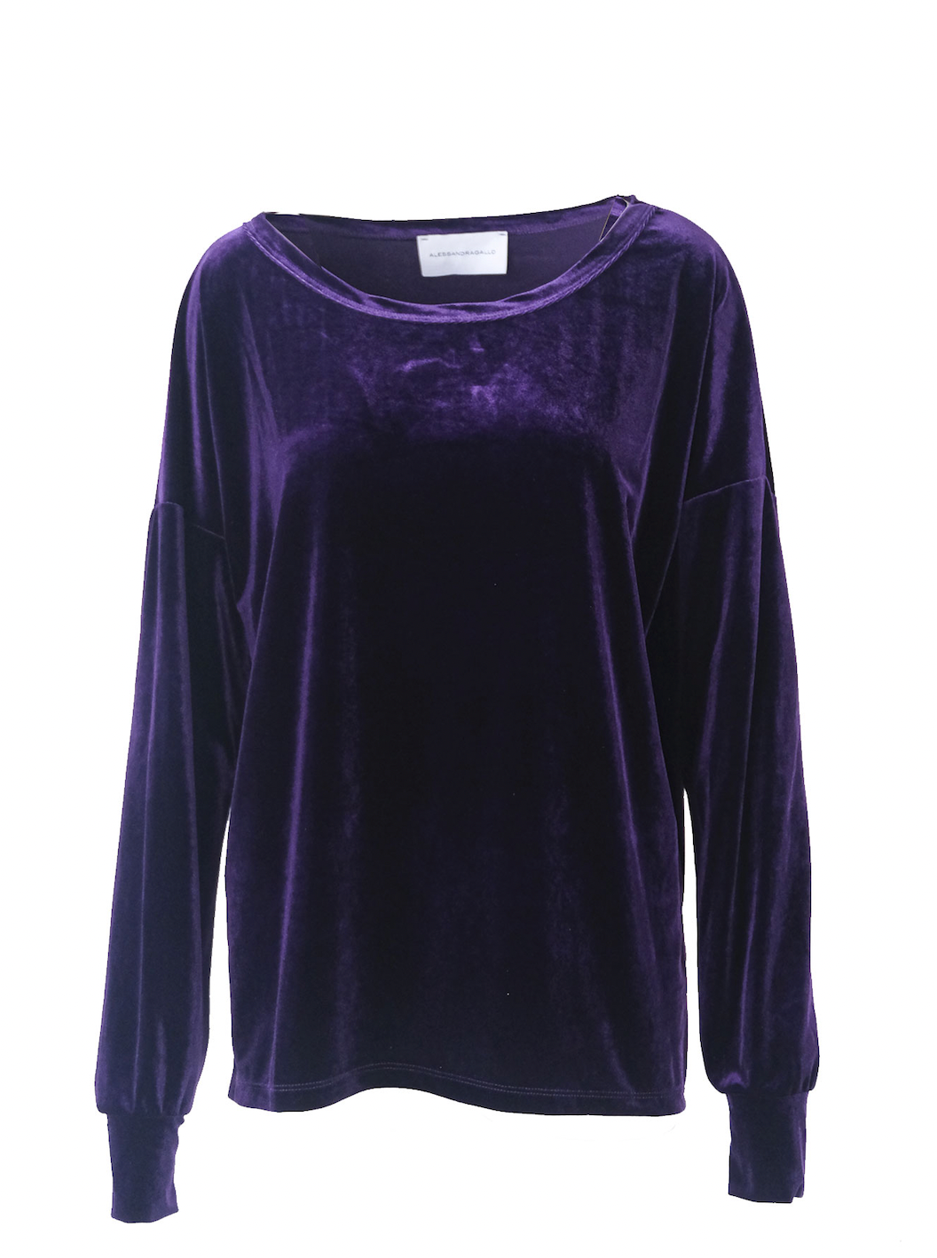 LAVINIA - sailor neckline sweatshirt in purple chenille