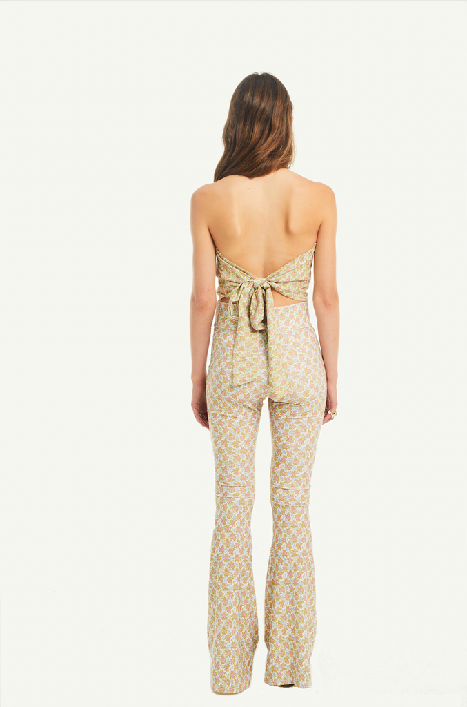 LOLA - flared trousers in lycra Nets print