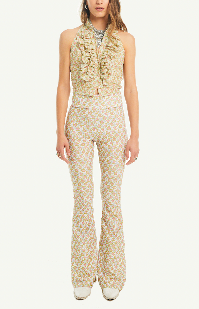 LOLA - flared trousers in lycra Butchart print