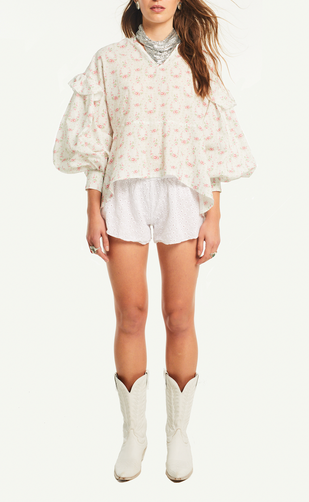 AMARANTA - shorts in cotton Pergola print