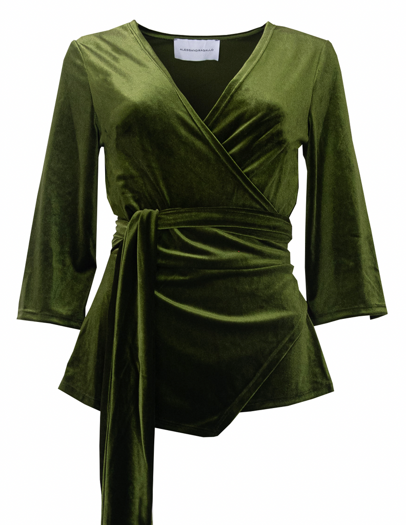 LEONORE - kimono blouse in green chenille