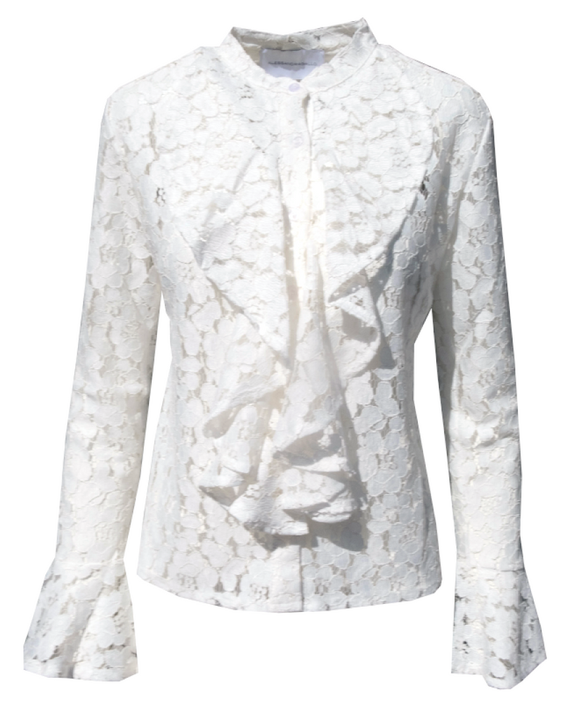 SOFIA - shirt with volant in lace white