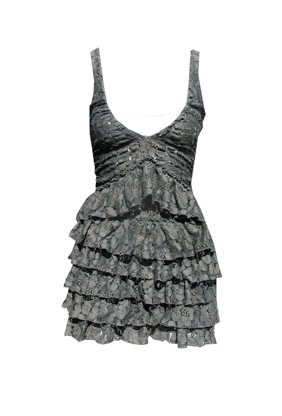 MELODY - short dress with volant in lace