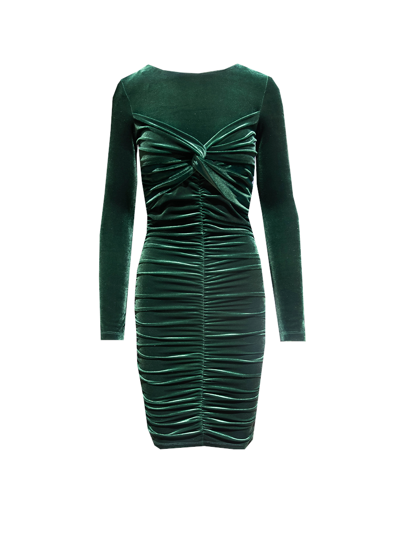 MAGDA - short dress in emerald green