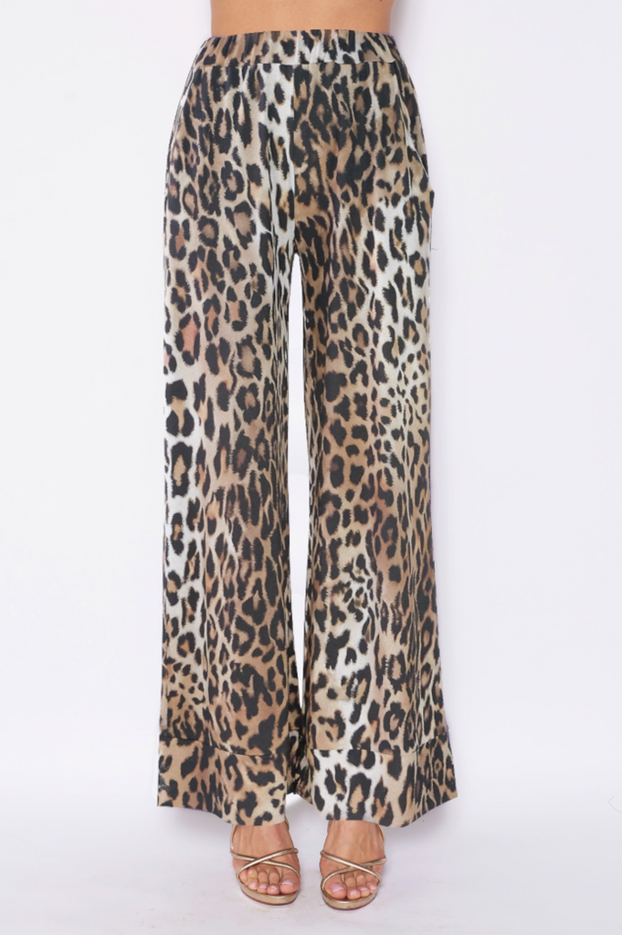AIDA - palazzo trousers with side pockets in animalier lycra