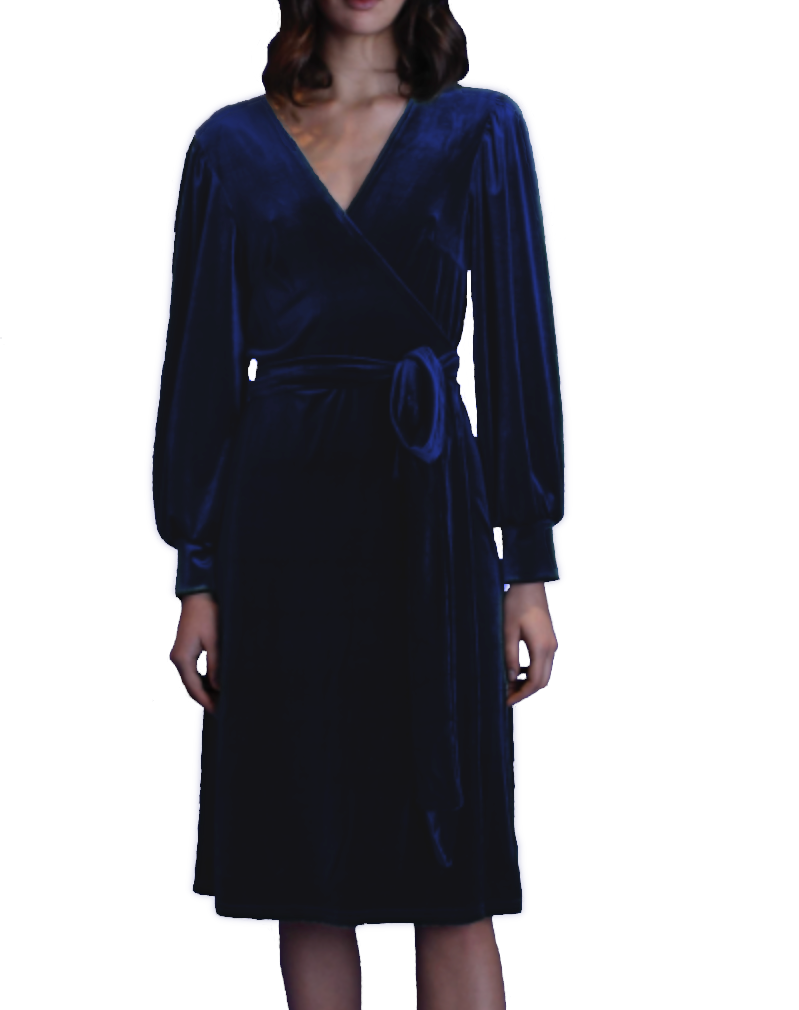 FIAMMA - blue chenille midi dress